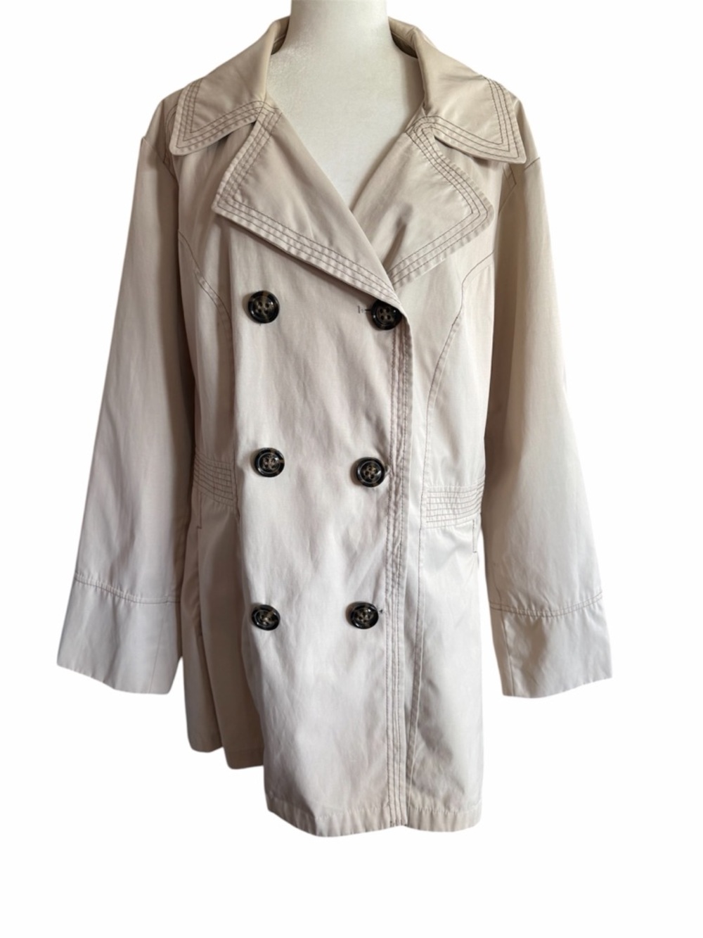 English Laundry Light Cream Double-Breasted Trench Coat